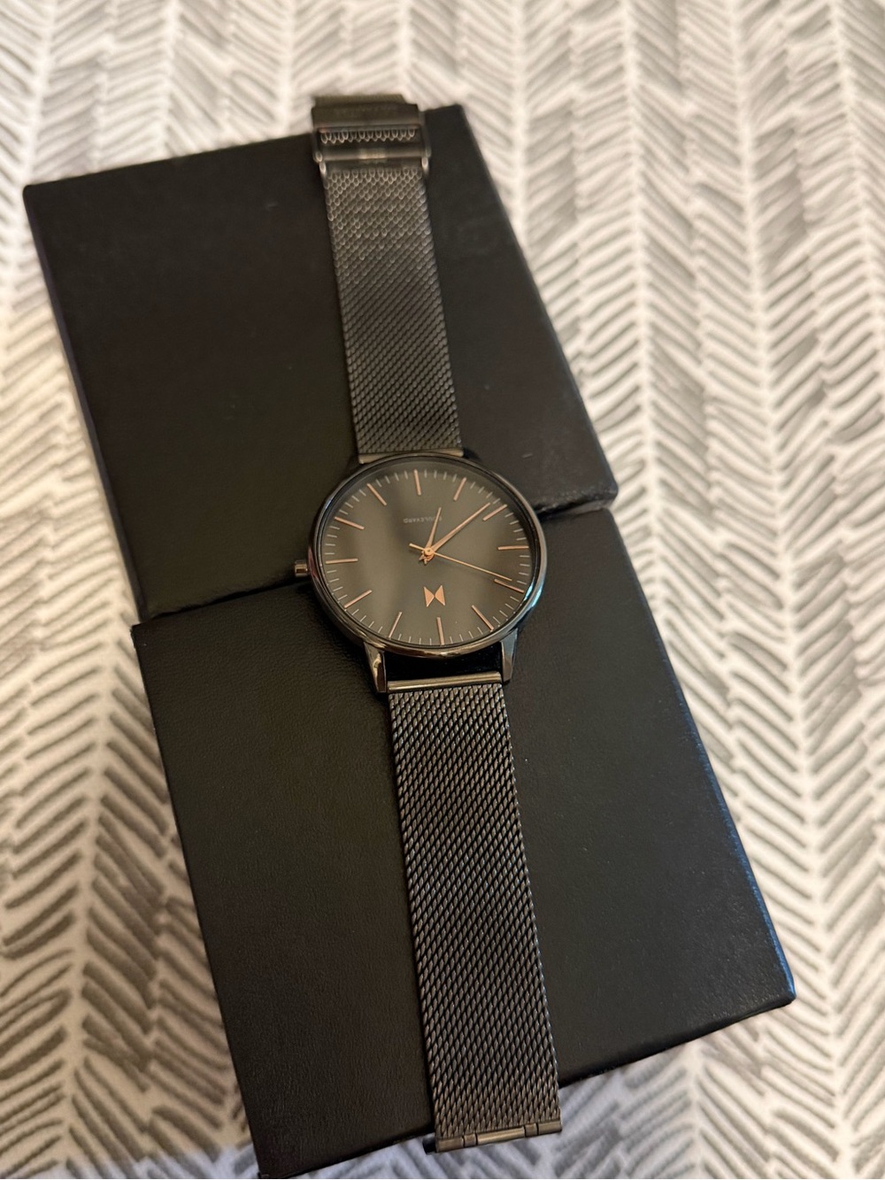 MVMT Black Mesh Women’s Watch with Rose Gold Accents